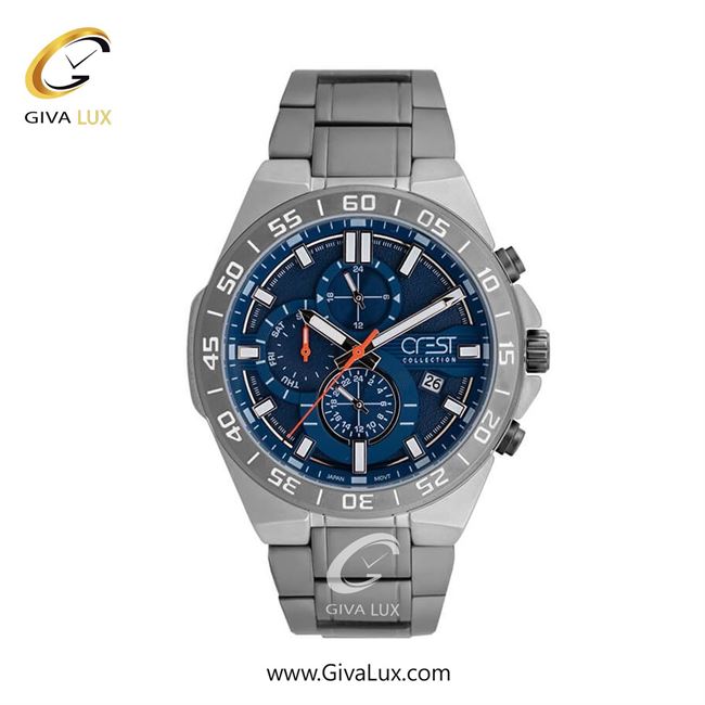 ساعت مچی اورجینال مردانه کرست سه موتوره کرنوگراف تیتانیوم | تیتانیوم(زغالی)| سرمه ای| کد رفرنس Crest 6269-4