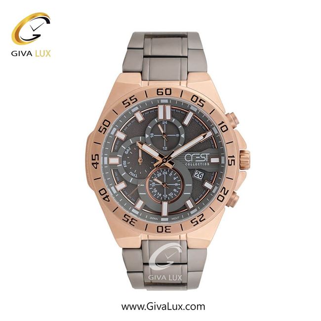 ساعت مچی اورجینال مردانه کرست سه موتوره کرنوگراف رزگلد | خاکی| خاکی| کد رفرنس Crest 6269-5