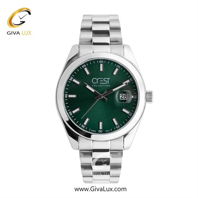 ساعت مچی اورجینال مردانه کرست | Crest  نقره ای | نقره ای| سبز| کد رفرنس Crest 6272-3