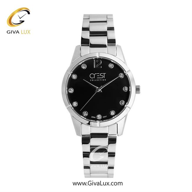 ساعت مچی اورجینال زنانه کرست نقره ای | نقره ای| مشکی| کد رفرنس Crest 6277-3