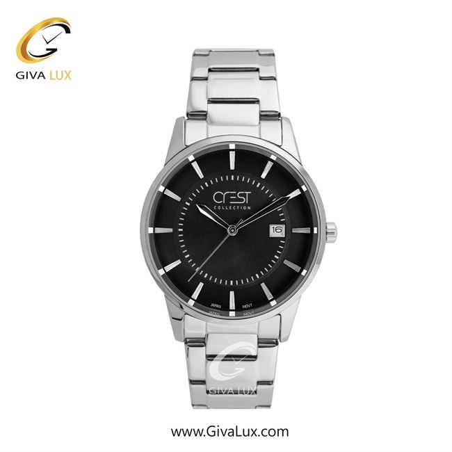 ساعت مچی اورجینال مردانه کرست نقره ای | نقره ای| مشکی| کد رفرنس Crest 6282-2
