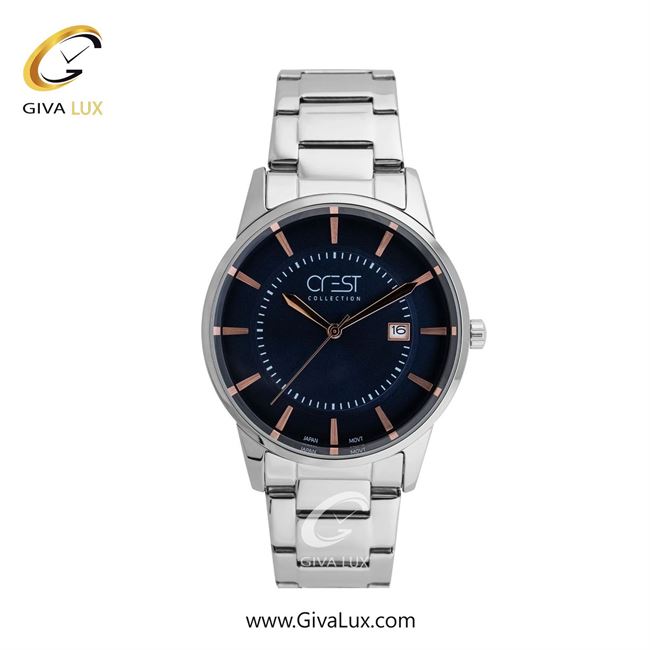 ساعت مچی اورجینال مردانه کرست نقره ای | نقره ای| سرمه ای| کد رفرنس Crest 6282-3