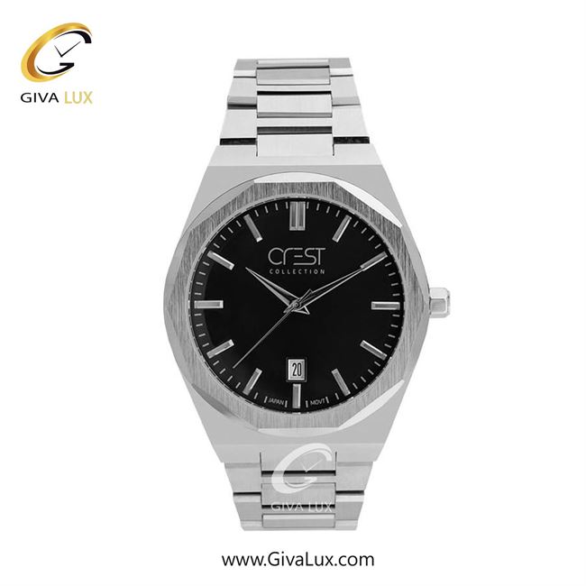 ساعت مچی اورجینال مردانه کرست نقره ای | نقره ای| مشکی| کد رفرنس Crest 6283-1