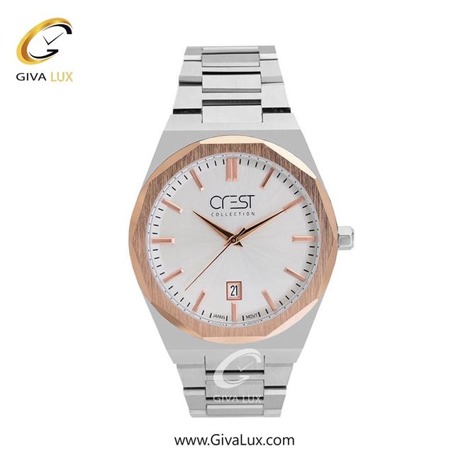 ساعت مچی اورجینال مردانه کرست رزگلد | نقره ای| نقره ای| کد رفرنس Crest 6283-4