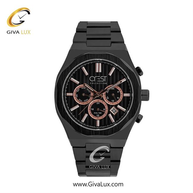 ساعت مچی اورجینال مردانه کرست سه موتوره کرنوگراف مشکی | مشکی| مشکی| کد رفرنس Crest 6284-4