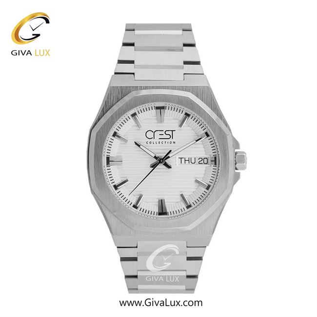 ساعت مچی اورجینال مردانه کرست | Crest  نقره ای | نقره ای| سفید| کد رفرنس Crest 6286-1