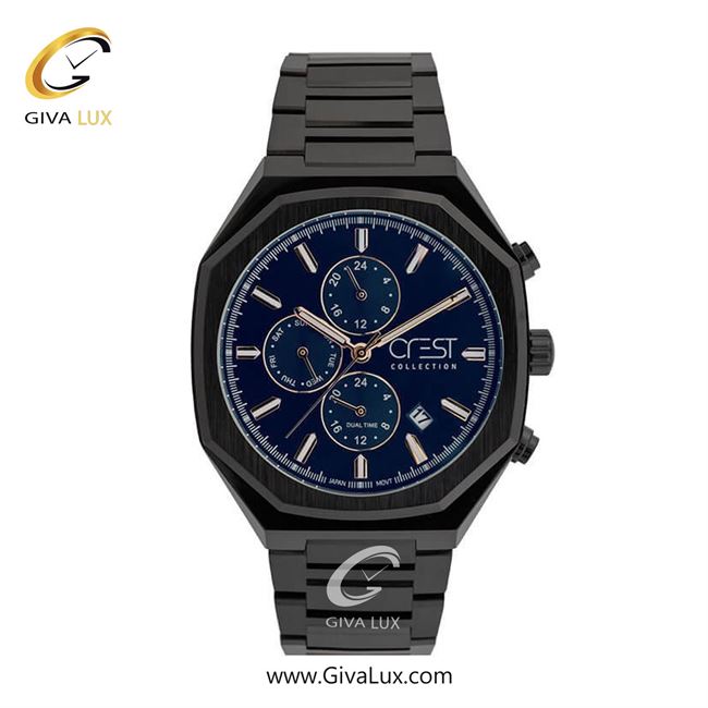 ساعت مچی اورجینال مردانه کرست | Crest  مشکی | مشکی| سرمه ای| کد رفرنس Crest 6289-5