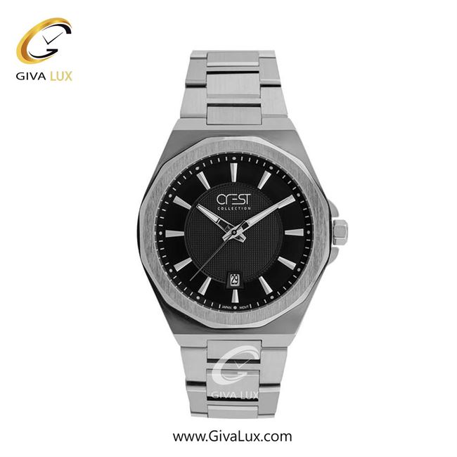 ساعت مچی اورجینال مردانه کرست نقره ای | نقره ای| مشکی| کد رفرنس Crest 6291-2
