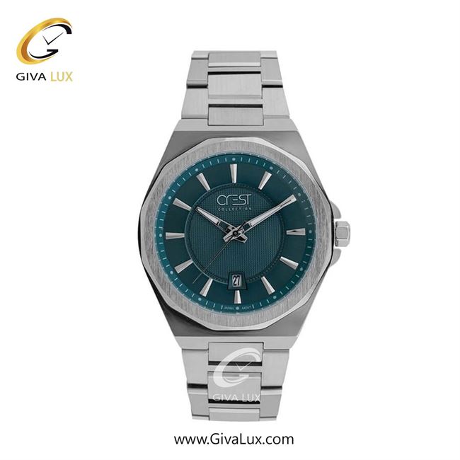 ساعت مچی اورجینال مردانه کرست نقره ای | نقره ای| سبزآبی| کد رفرنس Crest 6291-3