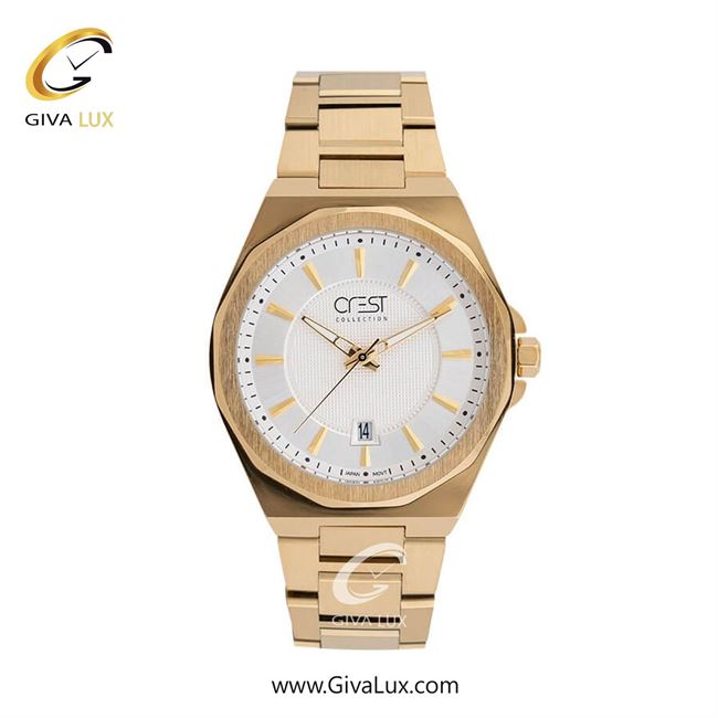 ساعت مچی اورجینال مردانه کرست طلایی | طلایی| سفید| کد رفرنس Crest 6291-6