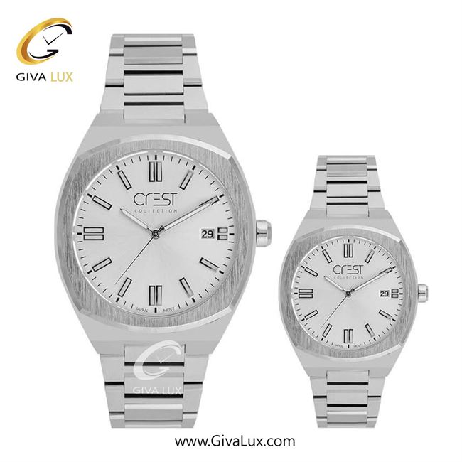 ساعت مچی اورجینال ست کرست نقره ای | نقره ای| سفید| کد رفرنس Crest 6293-5، مردانه: Crest 6292-5