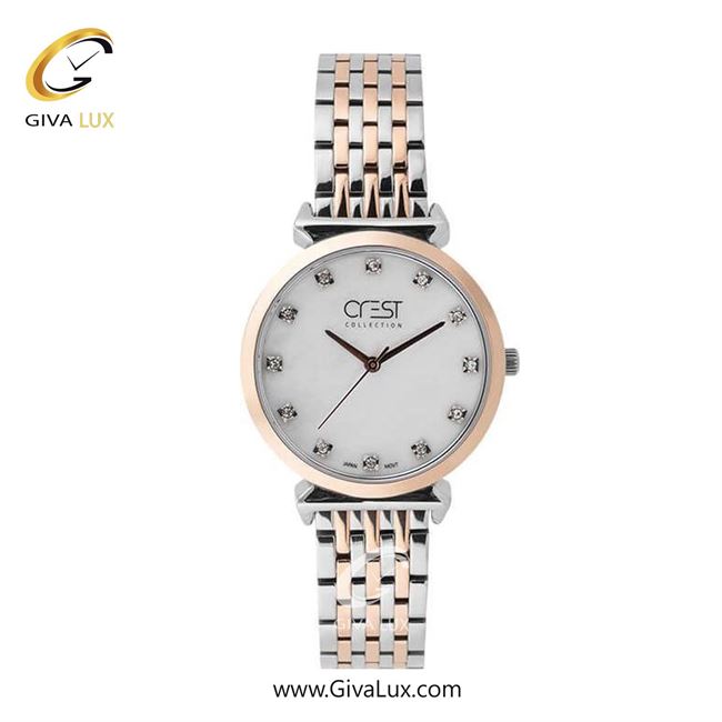 ساعت مچی اورجینال زنانه کرست رزگلد | رزگلد-نقره ای| سفید| کد رفرنس Crest 6294-1