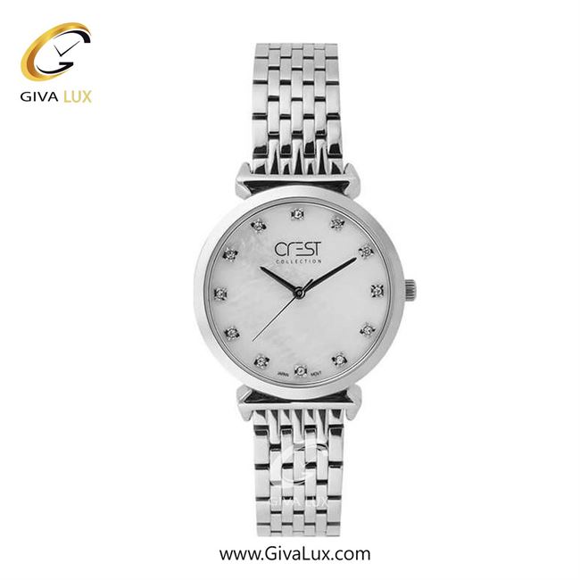 ساعت مچی اورجینال زنانه کرست نقره ای | نقره ای| سفید صدفی| کد رفرنس Crest 6294-4