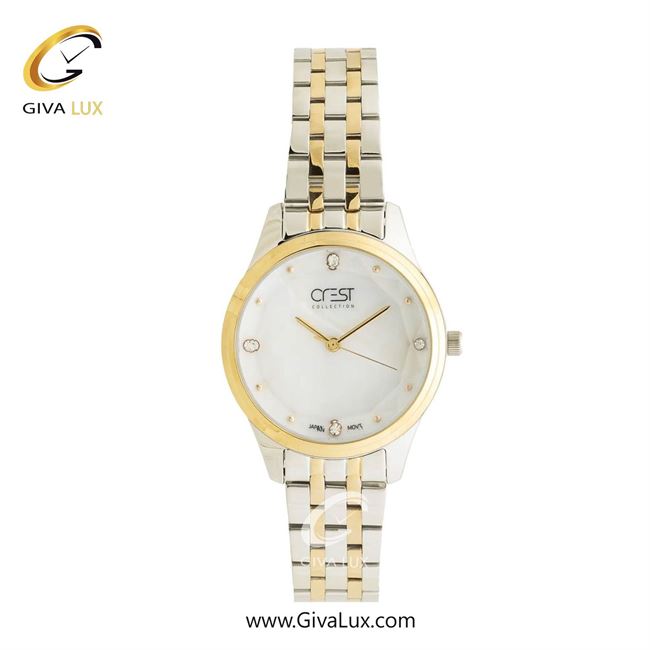 ساعت مچی اورجینال زنانه کرست طلایی | طلایی-نقره ای| سفید| کد رفرنس Crest 6297-1