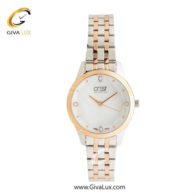 ساعت مچی اورجینال زنانه کرست رزگلد | نقره ای-رزگلد| سفید| کد رفرنس Crest 6297-3