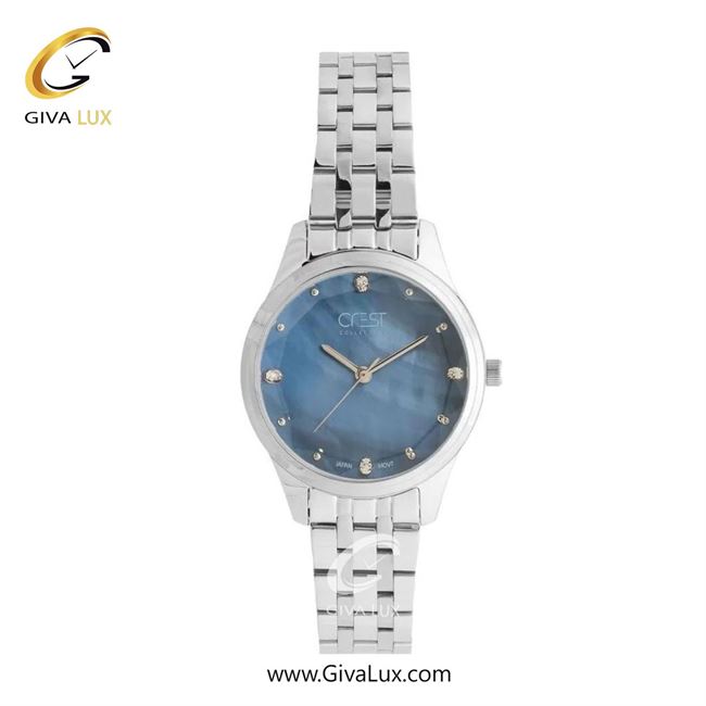 ساعت مچی اورجینال زنانه کرست نقره ای | نقره ای| آبی| کد رفرنس Crest 6297-4
