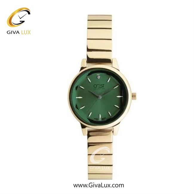 ساعت مچی اورجینال زنانه کرست طلایی | طلایی| سبز یشمی تیره| کد رفرنس Crest 6298-3