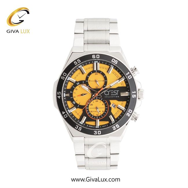 ساعت مچی اورجینال مردانه کرست سه موتوره کرنوگراف نقره ای | نقره ای| زرد| کد رفرنس Crest 6299-2