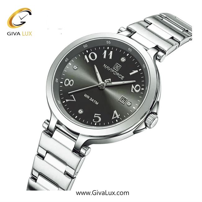 ساعت مچی زنانه بندفلزی تقویم دار ناوی فورس(نیوی فورس) سیلور NF5033 S/B  629_5033S-B.jpg