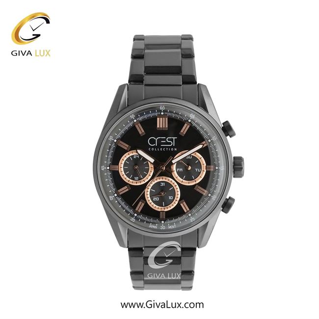 ساعت مچی اورجینال مردانه کرست سه موتوره فول تایم تیتانیوم | تیتانیوم(زغالی)| مشکی| کد رفرنس Crest 6301-2