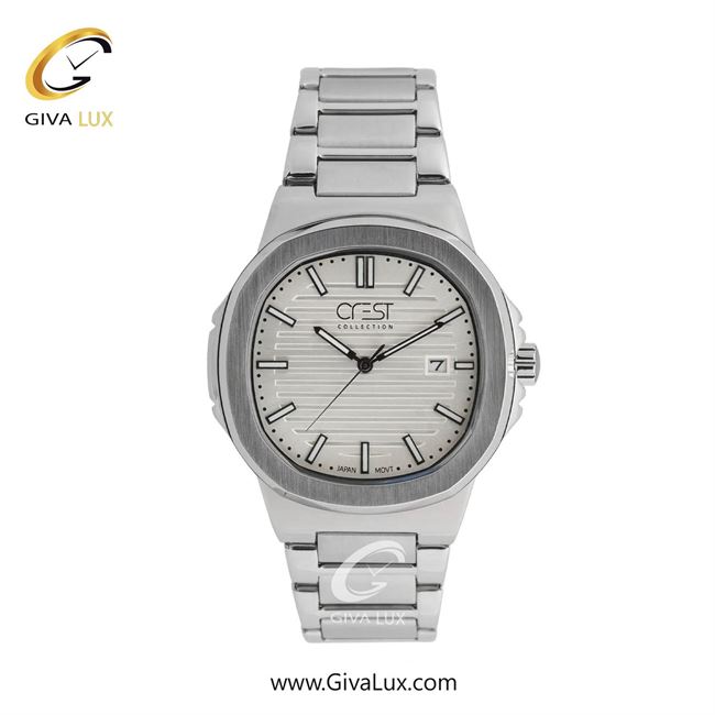 ساعت مچی اورجینال مردانه کرست نقره ای | نقره ای| سفید صدفی| کد رفرنس Crest 6302-4