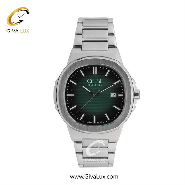 ساعت مچی اورجینال مردانه کرست نقره ای | نقره ای| سبز یشمی تیره| کد رفرنس Crest 6302-5