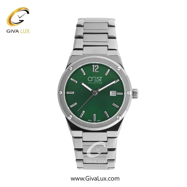 ساعت مچی اورجینال مردانه کرست نقره ای | نقره ای| سبز| کد رفرنس Crest 6303-1