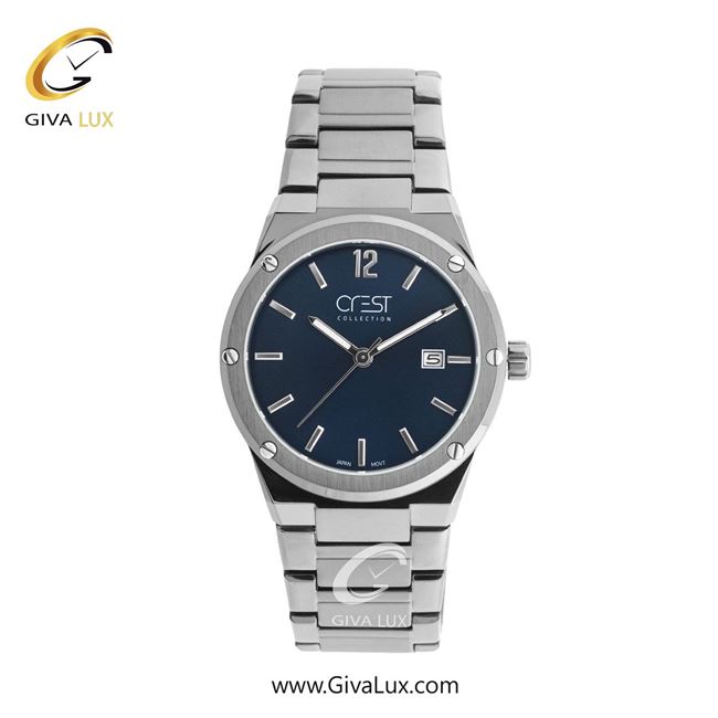 ساعت مچی اورجینال مردانه کرست نقره ای | نقره ای| سرمه ای| کد رفرنس Crest 6303-2