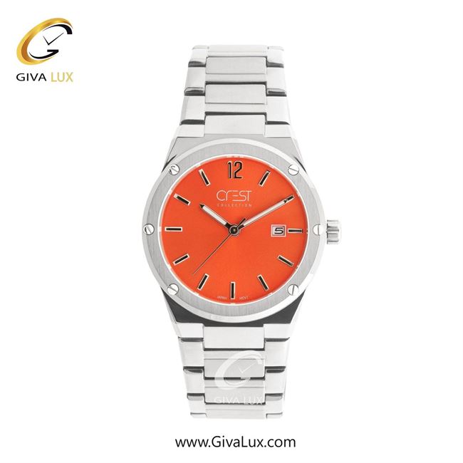 ساعت مچی اورجینال مردانه کرست نقره ای | نقره ای| نارنجی| کد رفرنس Crest 6303-5