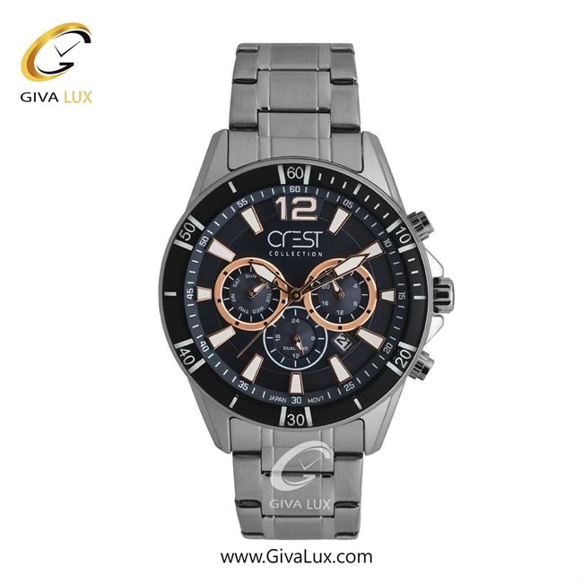 ساعت مچی اورجینال مردانه کرست سه موتوره کرنوگراف تیتانیوم | تیتانیوم(زغالی)| سرمه ای| کد رفرنس Crest 6304-3