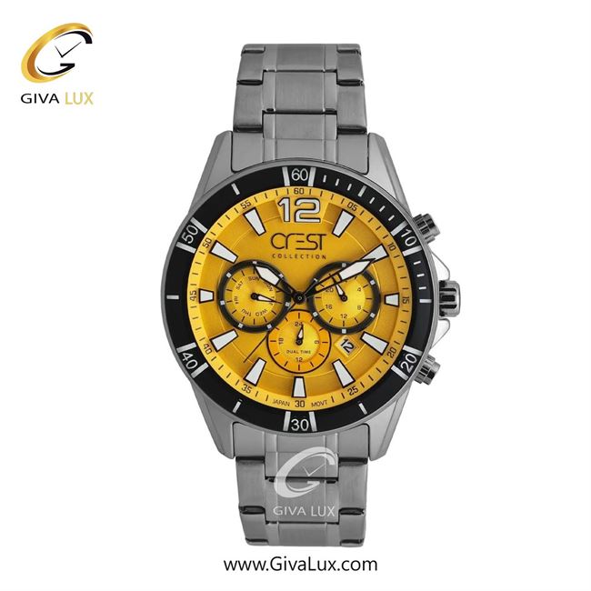 ساعت مچی اورجینال مردانه کرست سه موتوره کرنوگراف تیتانیوم | تیتانیوم(زغالی)| زرد| کد رفرنس Crest 6304-5