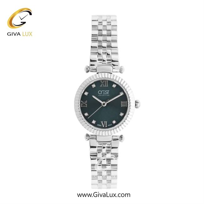 ساعت مچی اورجینال زنانه کرست نقره ای | نقره ای| آبی خاکستری| کد رفرنس Crest 6305-3