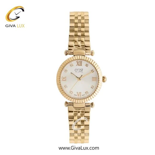 ساعت مچی اورجینال زنانه کرست طلایی | طلایی| سفید| کد رفرنس Crest 6305-4