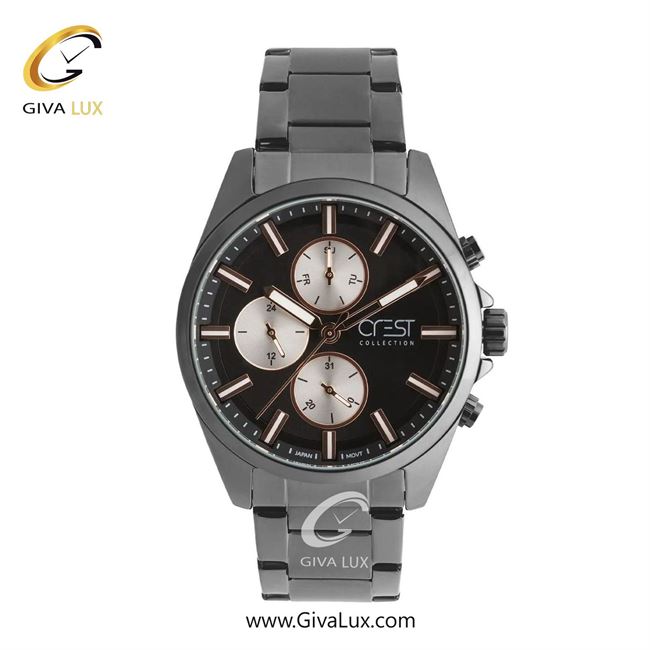 ساعت مچی اورجینال مردانه کرست سه موتوره فول تایم تیتانیوم | تیتانیوم(زغالی)| مشکی| کد رفرنس Crest 6306-2