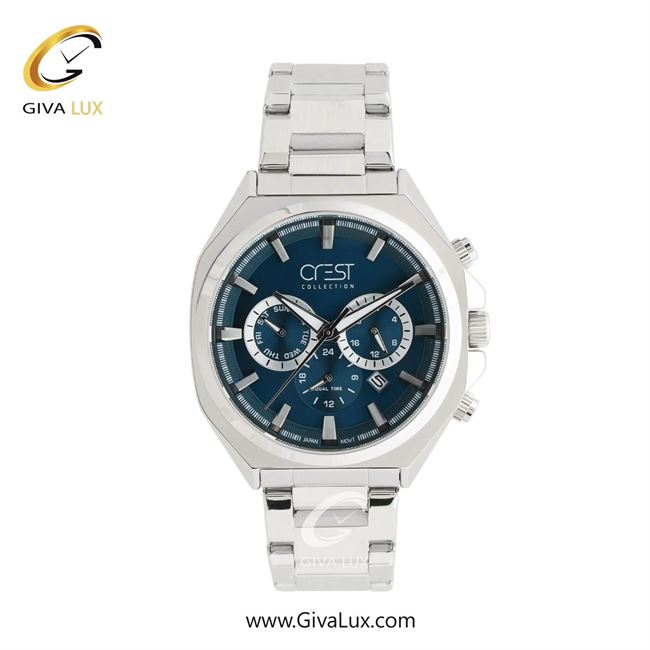 ساعت مچی اورجینال مردانه کرست سه موتوره کرنوگراف نقره ای | نقره ای| سرمه ای| کد رفرنس Crest 6307-2