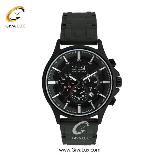 ساعت مچی اورجینال مردانه کرست سه موتوره فول تایم مشکی | مشکی| مشکی| کد رفرنس Crest 6308-1