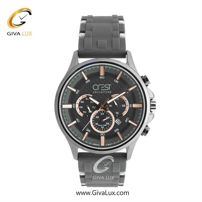 ساعت مچی اورجینال مردانه کرست سه موتوره فول تایم تیتانیوم | طوسی| دودی|تیتانیوم| کد رفرنس Crest 6308-6