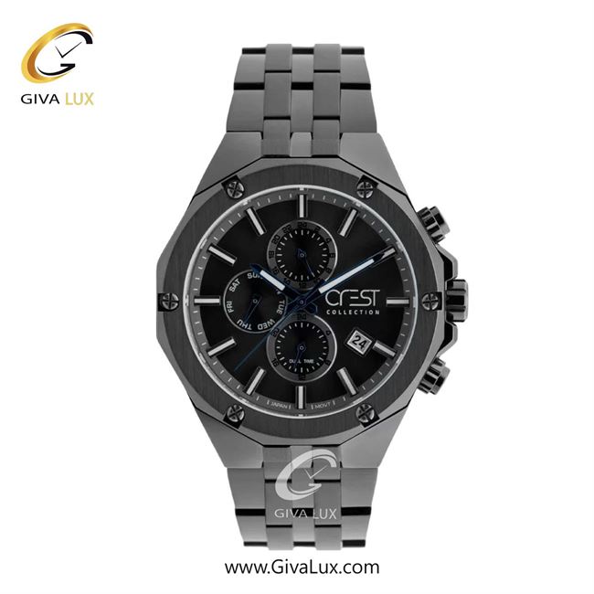 ساعت مچی اورجینال مردانه کرست سه موتوره کرنوگراف تیتانیوم | تیتانیوم(زغالی)| مشکی| کد رفرنس Crest 6309-5