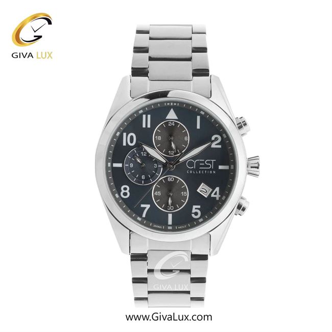 ساعت مچی اورجینال مردانه کرست سه موتوره کرنوگراف نقره ای | نقره ای| سرمه ای| کد رفرنس Crest 6311-1