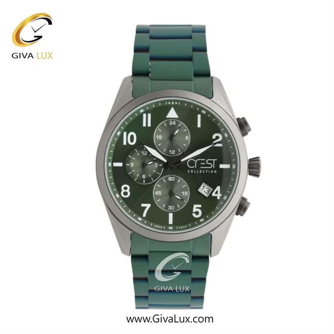 ساعت مچی اورجینال مردانه کرست سه موتوره کرنوگراف تیتانیوم | سبز| زیتونی| کد رفرنس Crest 6311-5