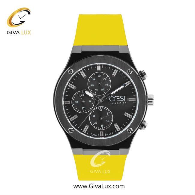ساعت مچی اورجینال مردانه کرست سه موتوره فول تایم مشکی | زرد| مشکی| کد رفرنس Crest 6315-5