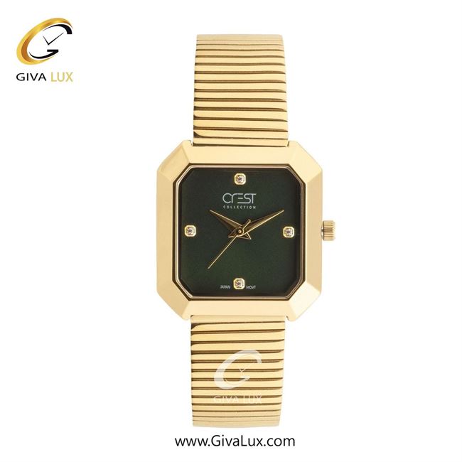 ساعت مچی اورجینال زنانه کرست طلایی | طلایی| سبز یشمی تیره| کد رفرنس Crest 6317-3