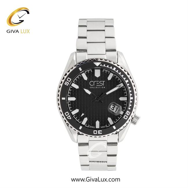 ساعت مچی اورجینال مردانه کرست نقره ای | نقره ای| مشکی| کد رفرنس Crest 6318-1