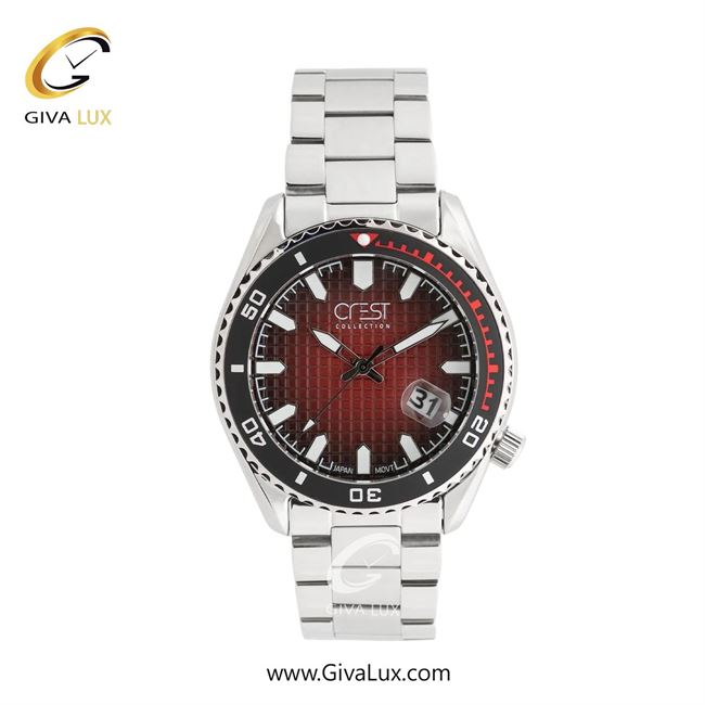 ساعت مچی اورجینال مردانه کرست نقره ای | نقره ای| قرمز| کد رفرنس Crest 6318-3