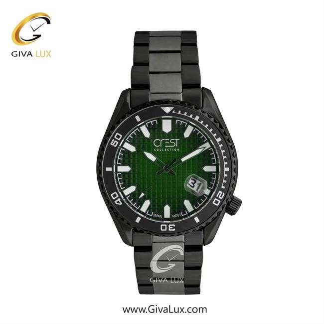 ساعت مچی اورجینال مردانه کرست مشکی | تیتانیوم(زغالی)-مشکی| سبز| کد رفرنس Crest 6318-4