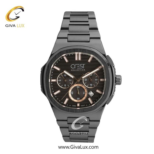 ساعت مچی اورجینال مردانه کرست سه موتوره کرنوگراف تیتانیوم | تیتانیوم(زغالی)| مشکی| کد رفرنس Crest 6319-5