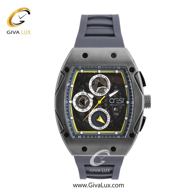 ساعت مچی اورجینال مردانه کرست سه موتوره فول تایم تیتانیوم | طوسی| مشکی| کد رفرنس Crest 6320-3