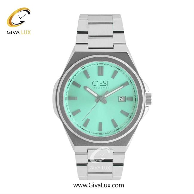 ساعت مچی اورجینال مردانه کرست نقره ای | نقره ای| سبزآبی| کد رفرنس Crest 6321-5