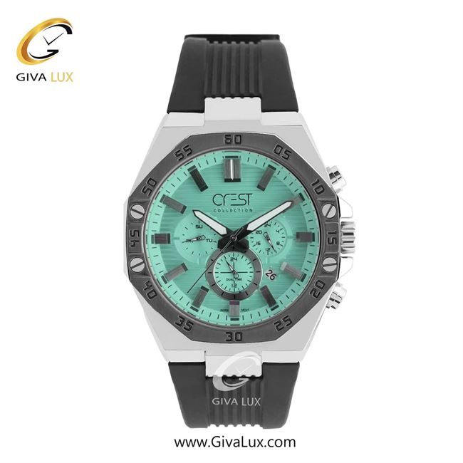 ساعت مچی اورجینال مردانه کرست سه موتوره فول تایم نقره ای-تیتانیوم | مشکی| سبزآبی| کد رفرنس Crest 6322-1