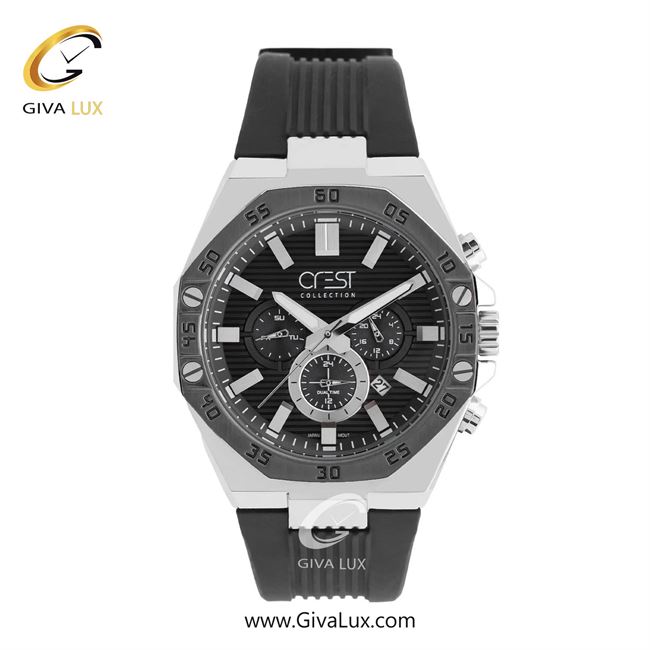 ساعت مچی اورجینال مردانه کرست سه موتوره فول تایم تیتانیوم-نقره ای | مشکی| مشکی| کد رفرنس Crest 6322-2